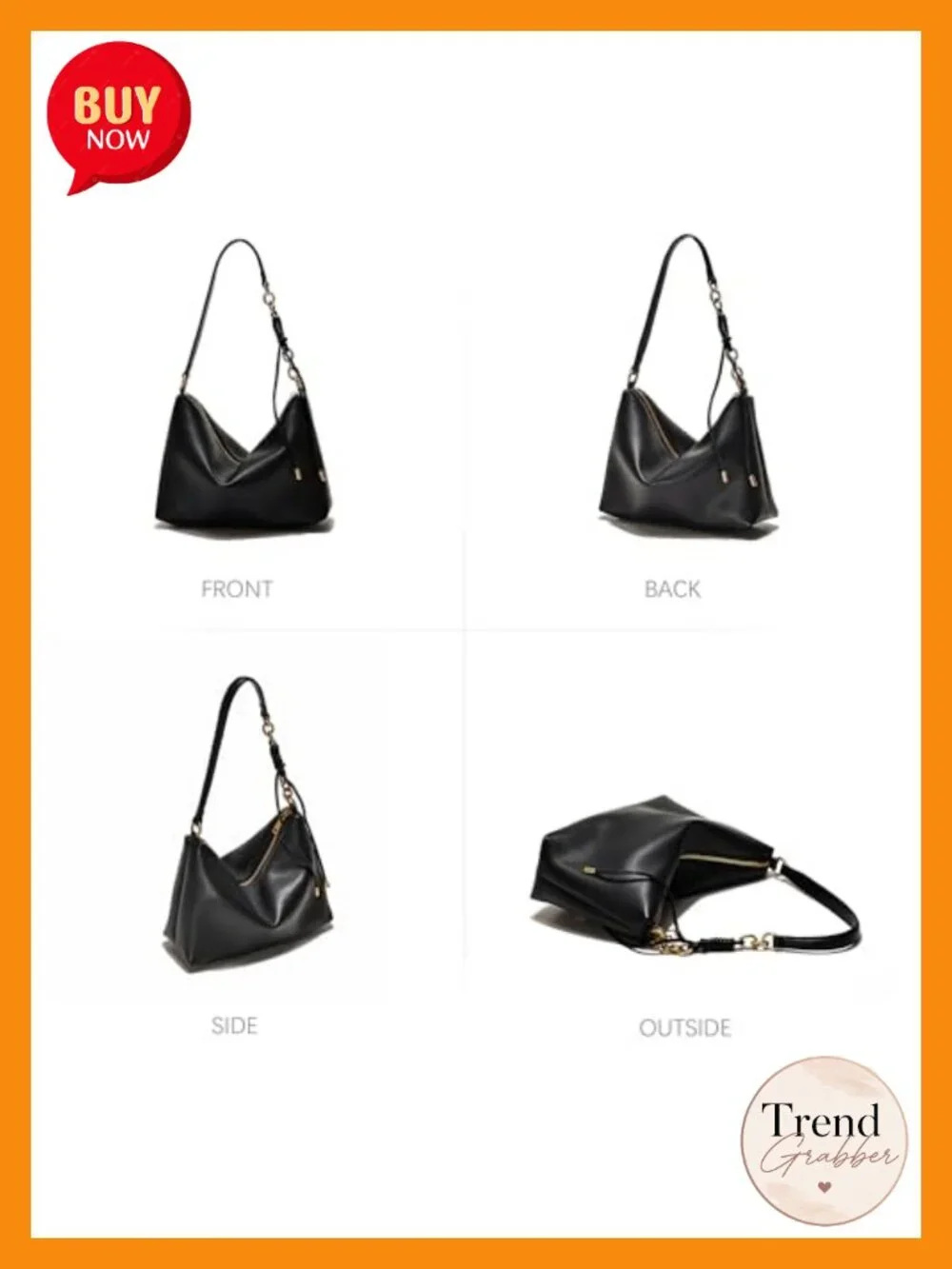 Soft Vegan Leather Hobo Shoulder Bag with Chain Strap